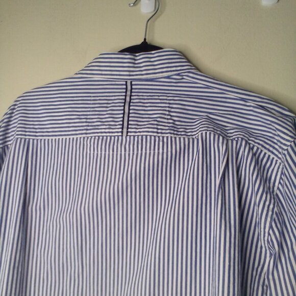 Caribbean Joe Shirt Men XL Button Up Long Sleeve Nautical Stripe Blue White - Picture 13 of 15